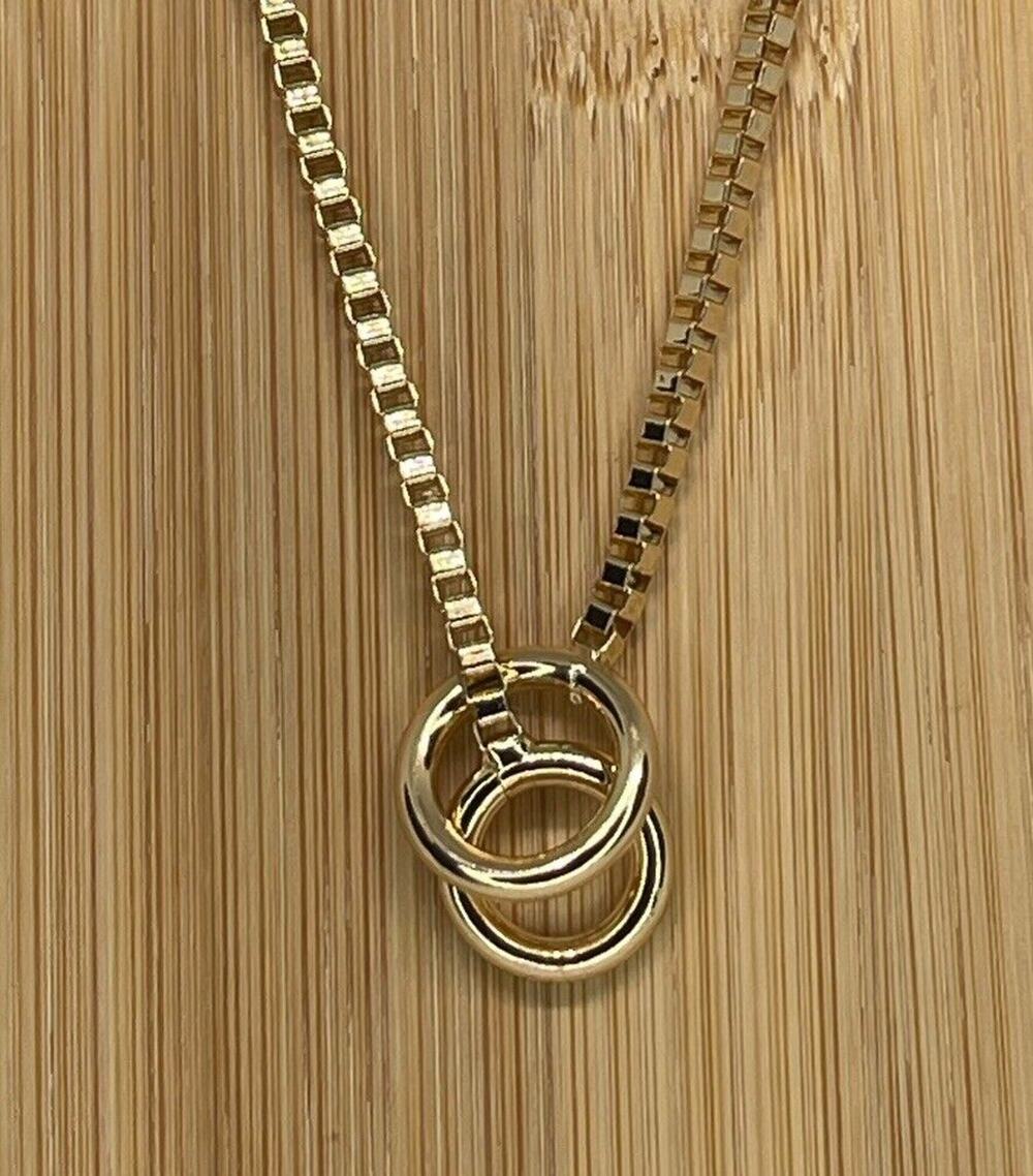 Gold Tone Box Chain Necklace Toggle Pendant Style Stunning Shiny Elegant NEW